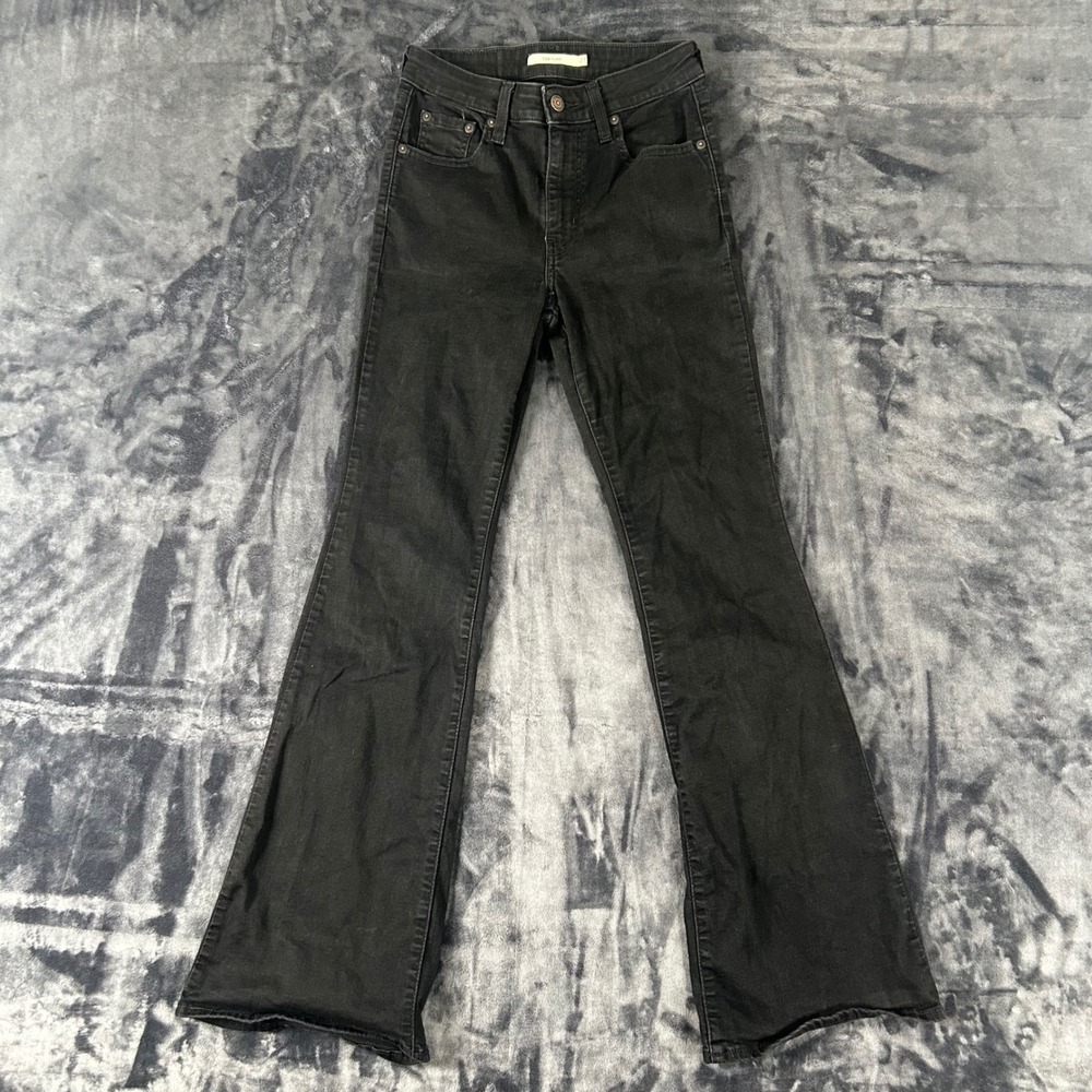 Levi's 726 Flare Jeans Womens 27 Black High Rise Stretch Denim Pants 1807